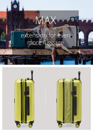 Набір валіз Hauptstadtkoffer Mitte (3 шт.) з цифровою біркою для багажу - дорожні валізи 55/68/77 см + брелок з QR-кодом, 4 подвійні колеса, міцний корпус ABS, XL-розширення об'єму, TSA-замок, (Farn, 55 см)