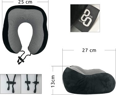 Ортопедична подушка для шиї Achtzig 25х27х13 см чорна