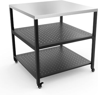 Onlyfire Robuster стіл для піци та гриль-стіл з нержавіючою сталею та 4 колесами, 80 x 80 x 83 см