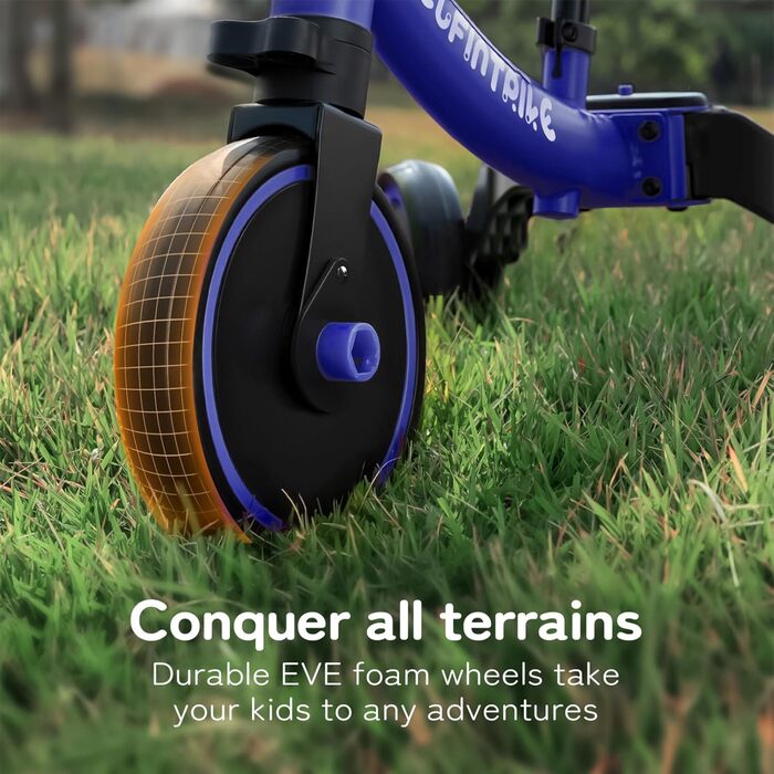 Бесрей 5-в-1 Дитячий Біговел, Триколісний Велосипед для Малюків 1-4 роки (Темно-синій)