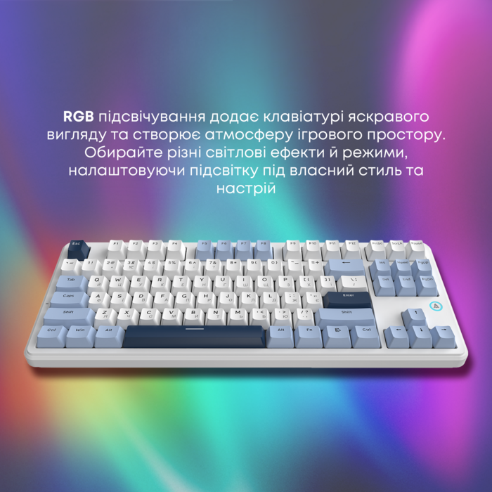 Дротова механічна клавіатура Ajazz AK870 V2 Flying Fish Switches White (AK870-V2-FF-BWB)
