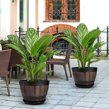 Набір горщиків для квітів Plant Planters: 2 шт. 9/23см та 2 шт. 30.2см, пластик, з дренажем та піддоном, для дому та саду