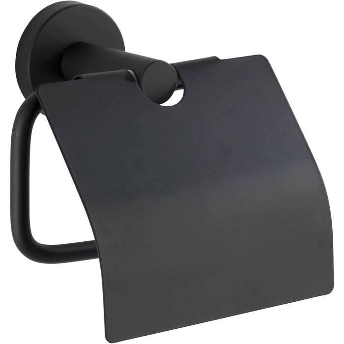 Тримач для туалетного паперу WENKO чорний матовий тримач для туалетного паперу Bosio з нержавіючої сталі, нержавіюча сталь, 15 х 10,5 х 6,5 см, матовий (чорний матовий, з кришкою)