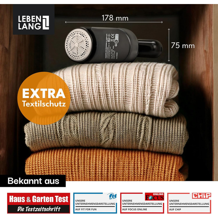 Електричний видалення ворсу LEBENLANG 2000mAh з LED-дисплеєм та пензлем для чищення - до 2 годин роботи, чорний