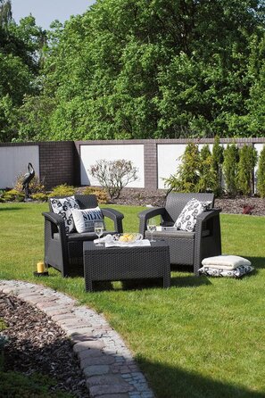 Комплект садових меблів Allibert із пластику, сірий, 3 предмети