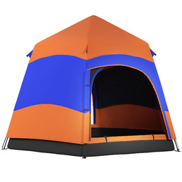 Outsunny Family Tent Quick-Up Tent Двостінний намет на 4-6 осіб, 4 сезони, водонепроникний, з москітною сіткою, 2 двері