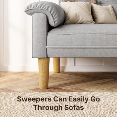 Диван Xbro 2-місний, компактний диван з підлокітниками та кишенею, сучасний диван з тканини для вітальні, квартири, офісу, проста збірка, 144 x 77 x 77 см, сірий