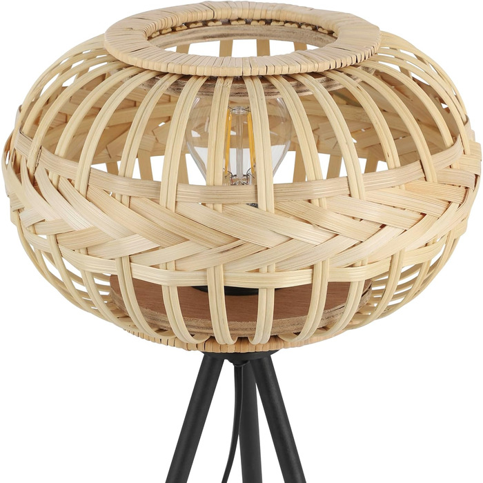 Торшер EGLO Amsfield 1: Стильна металева лампа з бамбуком для вітальні та спальні, E27