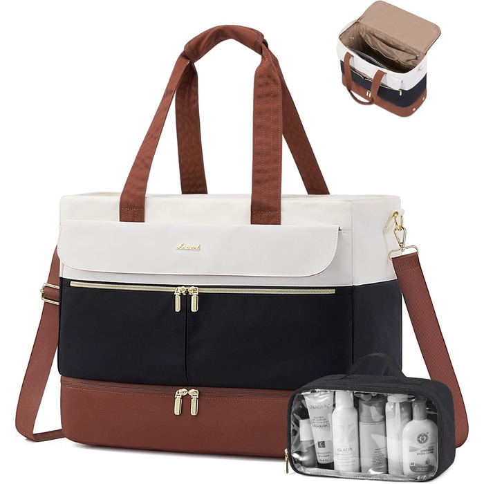 Сумка-валіза LOVEVOOK для жінок, 45L, Weekender, ручна поклажа, велике відкривання, сумка для пологового будинку, спортивна сумка, Travel Duffle Bag для подорожей, з відділенням для взуття та мокрих речей
