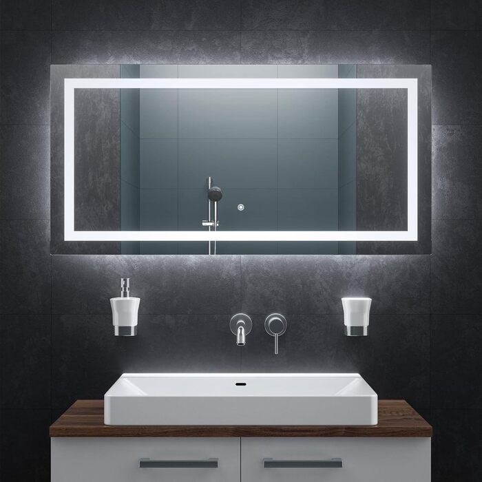 Дзеркало для ванної кімнати BR Bringer LED з підсвічуванням 60x80 см, антизапарник, диммування, 3 кольори світла, сенсорне управління, модель BRS102