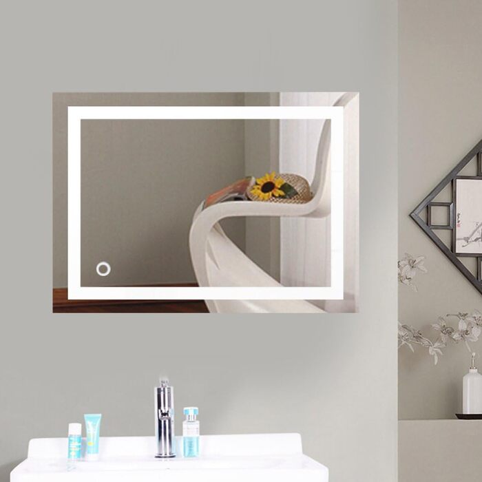 Дзеркало для ванної кімнати Kedia 50x70 см з підсвіткою LED, біле світло 6500K, сенсорне керування