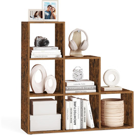 Стелаж VASAGLE для книг та зберігання, 6 відділень, для офісу, вітальні, спальні, в стилі рустік, колір: коричневий