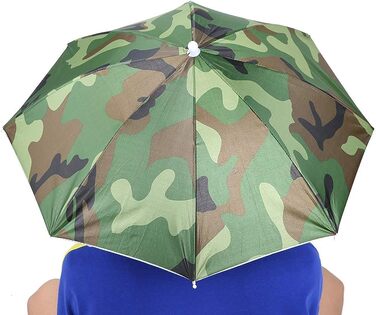 Головні убори Головні убори Відкрита сонячна риболовля парасолька, встановлений зверху Складний капелюх Парасолька, Камуфляж, Королівський синій камуфляж, 65cm
