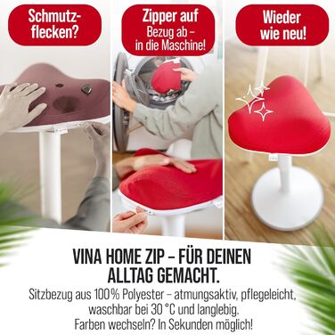 Офісний стілець SH-01 Zip з знімним чохлом | Ергономічний стілець-пуф | Сертифікований IGR | Для роботи та відпочинку | З ефектом гойдання | Регулювання висоти 58-83 см (ZIP, Червоний)