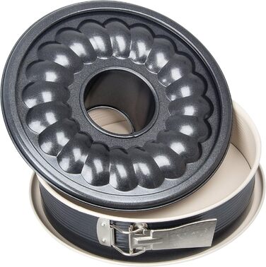 Форма для випічки Zenker 7813 Springform Crème Noir, діаметр 29 см, нержавіюча сталь, сірий/бежевий колір, з двома днами