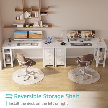 Комп'ютерний стіл Lufeiya з 4 висувними ящиками та полицями для зберігання, для дому, офісу, спальні, сучасний, простий дизайн, для студентів, ПК, 119,4 см