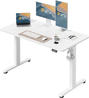 Регульований стіл для роботи з USB-C, електричний, з пам'яттю, 120x60 см, білий. Стіл для офісу, стоячий, комп'ютерний.