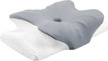 Ортопедична подушка FUNYKICH з піною з пам'яті, сірого кольору, з двома рівнями висоти (11/13 см), дихаюча та пральна, для комфортного сну на боці, спині та животі