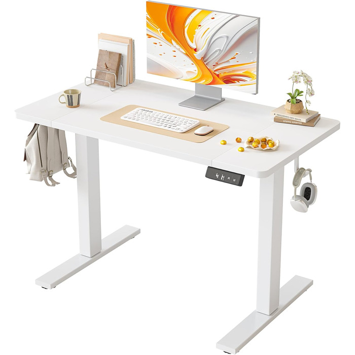 Регульований стіл BEXEVUE 120x60 см, електричний, з пам'яттю, для комп'ютера, білий