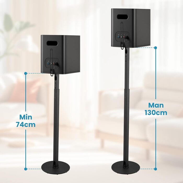 Підставка для акустики Dhouse, регульована висота, універсальна, поворотна на 360°, чорна (1 шт.)