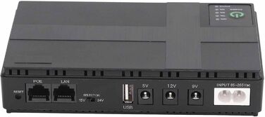 Mini USV з акумулятором 10400 mAh, 18 Wh. Підтримка USB 5V/9V/12V, POE 15V/24V. Компактний USV для роутера, модема, з EU-штекером