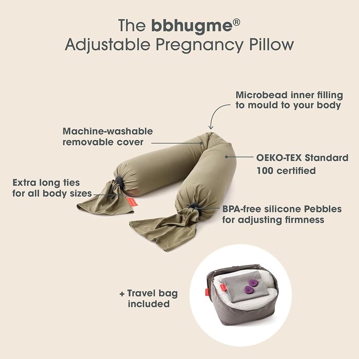 Подушка для вагітних та годування BBhugme® Dusty Olive (оливковий)