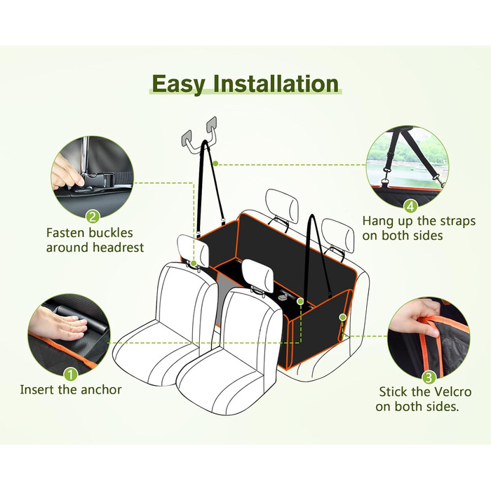 Ковдра для собак на заднє сидіння автомобіля, нековзна, водонепроникна, стійка до подряпин, сумісна з дитячим кріслом, 60 символів
