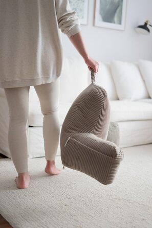 Підголовник Flumi з підлокітниками для читання, перегляду телевізора та відпочинку, подушка для ліжка та дивана знімний чохол, наповнювач Foam, ручка для перенесення (Boucle, коричневий)