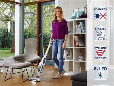 Акумуляторний пилосос Leifheit Regulus PowerVac 2in1, бездротовий до 40 хв, без мішка, з ручним пилососом, акумулятор 20В