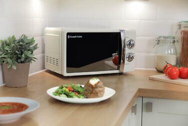 Мікрохвильова піч Russell Hobbs RHMM701C Solo, 17 л, 700 Вт, кремовий колір - з таймером, розморожуванням та 5 рівнями потужності