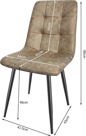 LEWE Комплект обідніх стільців для кухні та їдальні, сучасний дизайн, металеві ніжки, м'яке сидіння з технічної тканини (6 шт., жовто-коричневий)