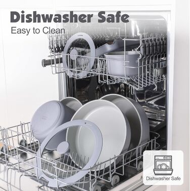 Набір каструль SENSARTE з керамічним покриттям (17 предметів), антипригарне, для всіх плит, безпечне, сумісне з посудомийною машиною та духовкою