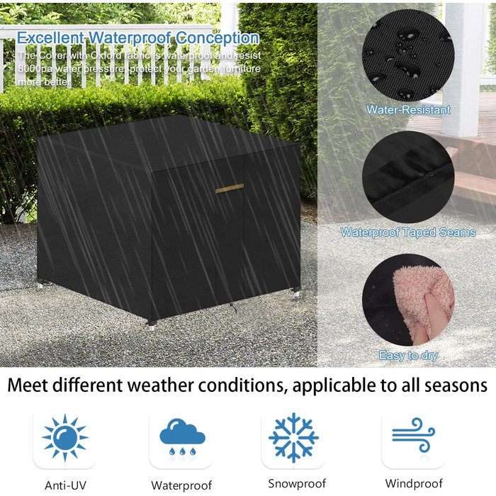 Водонепроникний чохол для садовой меблів VANSHEIM 60x60x60 см - захисна накривка для столу та садової групи