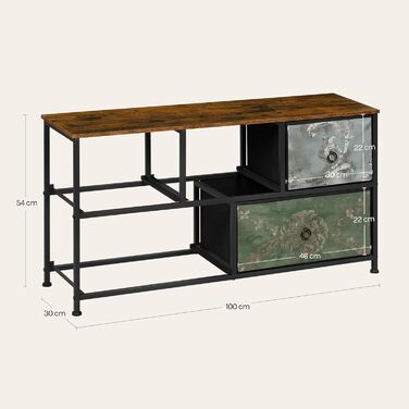 Комод WOLTU з 5 висувними ящиками з тканини, шафа-комод, тумбочка під ТБ, для вітальні, спальні, коридору, з металевим каркасом, ДСП, білий, SSK005ws. Білий (Рустикальний коричневий + чорний + вінтажний квітковий принт, 5 тканинних ящиків)