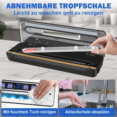 Вакууматор для продуктів 7 в 1 з подвійним швом, професійний вакуумний пакувальник з цифровим таймером, вбудованим різаком та 50 пакетами, сріблясто-чорний