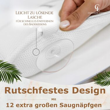 Подушка для ванни повне тіло (152x56 см) з підголівником (11 см) - біла. Підтримка шиї, спини та ніг. З сумкою для прання та подорожей, гачком для сушіння.