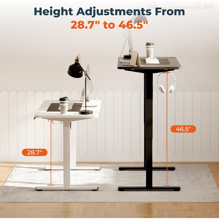 Регульований стіл для стоячи та сидячи, електричний, 140x61 см, чорний, для дому та офісу