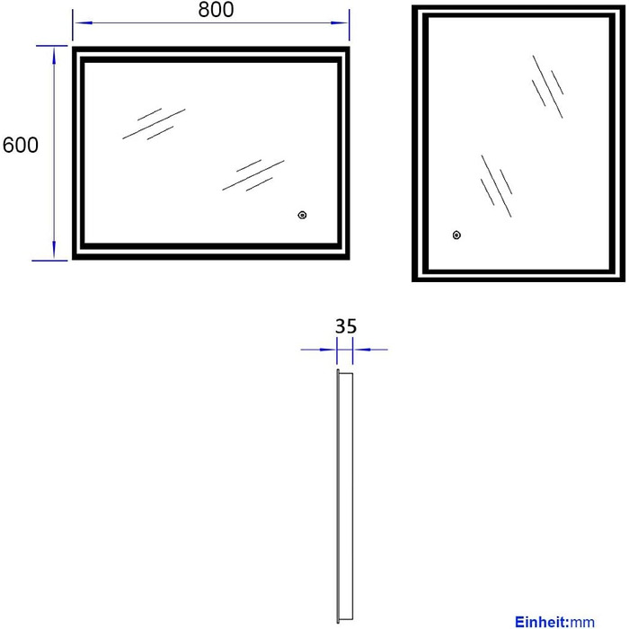 LED дзеркало для ванної кімнати EMKE 80x60 см з підсвіткою, сенсорне управління, протитуманне покриття, 3 кольори світла, IP44, енергозберігаюче
