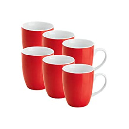 Кавові чашки Ервіна Мюллера, кавові кружки на 6 персон, серія Roma, 6 упаковок червоного кольору об'ємом 350 мл, висотою 10 см-можна мити в посудомийній машині