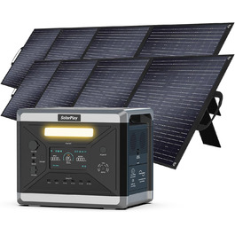 Портативна електростанція SolarPlay Q2501 з сонячною панеллю 200W, 2500W, 2304Wh LiFePO4, USB, AC-порти, 12V вихід, для кемпінгу, RV, надзвичайних ситуацій