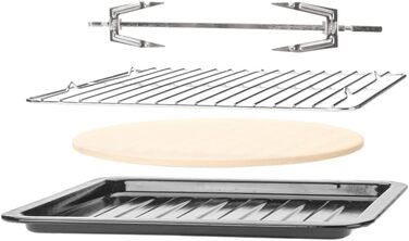 Міні-піч GASTROBACK Bake & Grill з конвекцією, 26 л, 5 функцій, Cool Touch, камінь для піци, дека, решітка, шампур