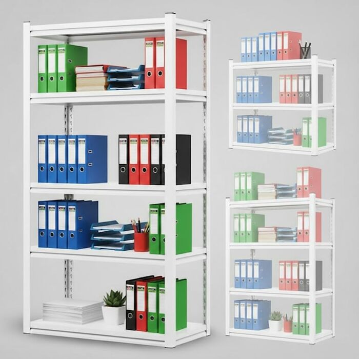 Металевий стелаж з металевими полицями, 5 ярусів, 160x86x45 см. Міцний, швидко збирається, стійкий до плісняви. Ідеально для підвалу та складу.