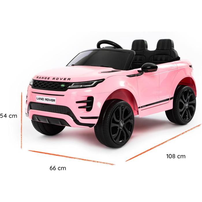 Дитячий електромобіль Range Rover Evoque, ліцензійний, 12V, MP4, шкіряне сидіння, рожевий