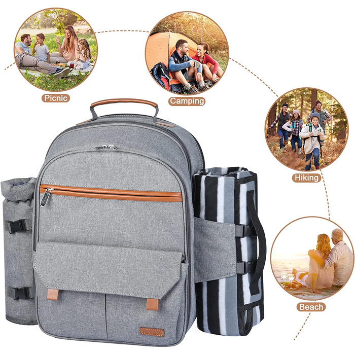 Набір для пікніка Sunflora з ізольованим контейнером та ковдрою для кемпінгу та відпочинку на природі (блакитний у смужку)