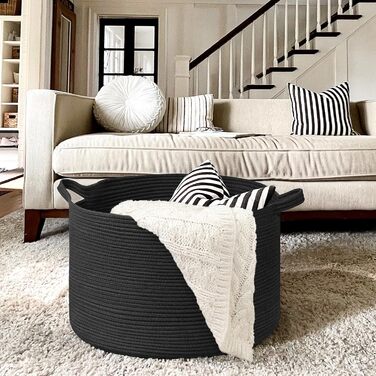 Кошик для зберігання TIMEYARD, кошик у дитячу кімнату, кошик для білизни, кошик для ялинкових прикрас, кошик для ковдр та іграшок, плетений кошик, 55x35см, оливковий (чорний)