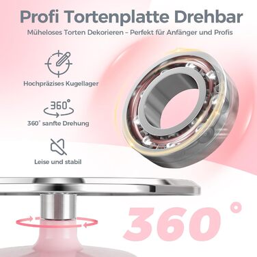 Ohuhu Поворотна платформа для тортів 30 см, алюмінієва, рожева | Підставка для декорування тортів