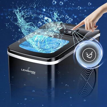 Машина для приготування льоду Lehmann - швидке виробництво, 2 розміри, 12 кг/24 год, для дому, вечірки, офісу, кемпінгу (2 л)