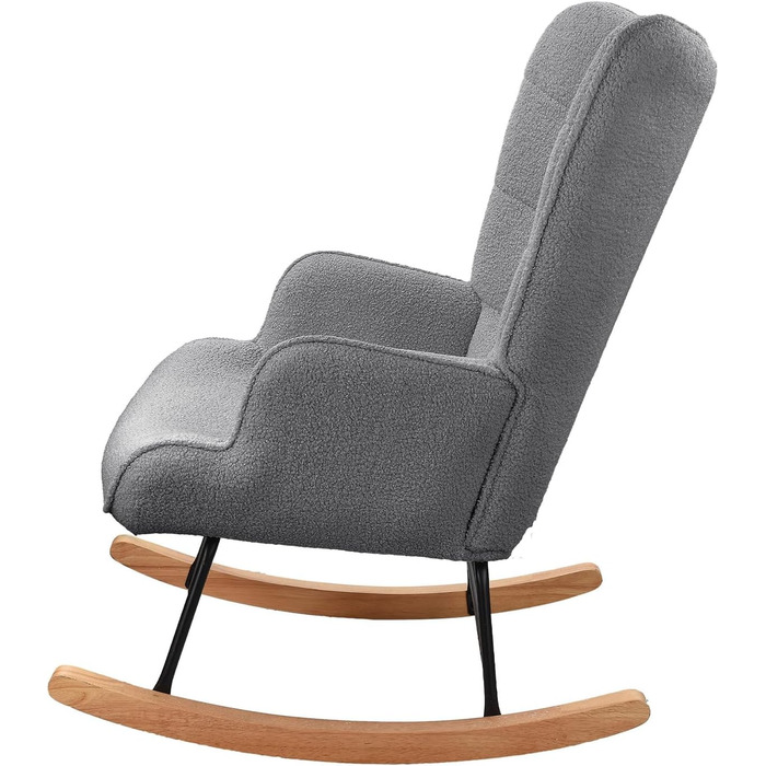 Крісло-гойдалка Liuyoyo з високою спинкою, м'яке крісло з оббивкою, для спальні, офісу, читання, сучасний дизайн (Рожевий, Темно-сірий)