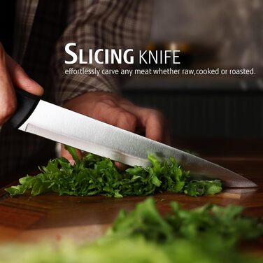 Набір кухонних ножів 7 предметів з бруском, нержавіюча сталь, кухонні ножі з кухонними ножицями, чорний, для професійних кухарів та поціновувачів