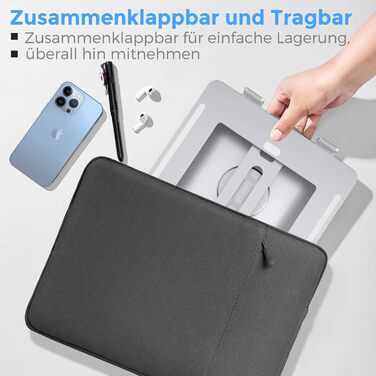 Підставка для ноутбука з регулюванням висоти, поворотна 360°, алюмінієва, для столу, срібна